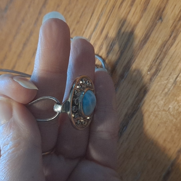 Marahlago Larimar Sterling Zion Necklace w Spinel - Picture 7 of 9